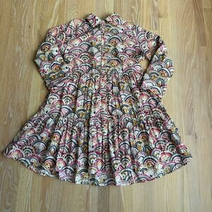 Dress Addict Tiered Shirt Dress Pockets Transitional Rainbows Hearts Girly M
